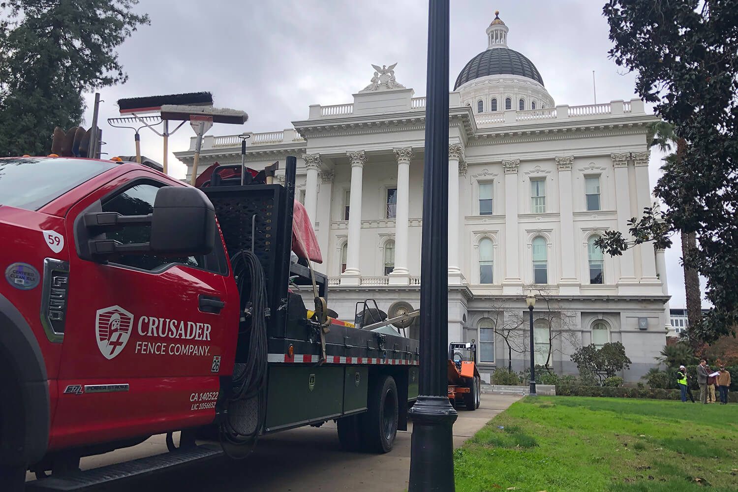 Crusader truck in front of capitol building